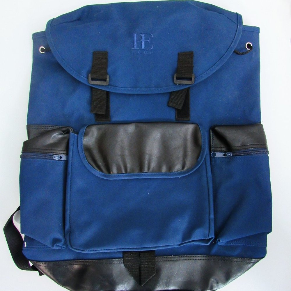 Perry Ellis Backpack - Blue with Black Leather Accents - New with Tags!